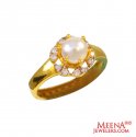 [ Ladies Signity Rings > 22Kt Gold CZ and Pearl Fancy Ring  ]