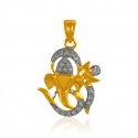 22k Gold Ganesha Pendant with  CZ - Click here to buy online - 528 only..