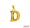 Click here to View - 22Kt Gold Initial Pendant (D) 