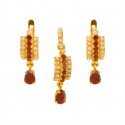 22KT Gold Ruby Pearls Pendant Sets  - Click here to buy online - 973 only..