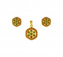 22kt Gold Emerald Pendant Set - Click here to buy online - 963 only..