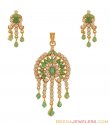 Gold Emerald CZ Pendant Set - Click here to buy online - 2,108 only..