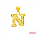 Click here to View - 22Kt Gold Initial Pendant (N) 