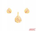 22Kt Gold Multi Tone Pendant Set - Click here to buy online - 1,040 only..