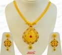 22Kt Gold Stone Pearls Necklace Set - Click here to buy online - 6,736 only..