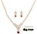 18K Gold Diamond Necklace Set - Click here to buy online - 9,911 only..
