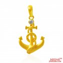 22Kt Gold CZ Anchor Pendant - Click here to buy online - 1,022 only..