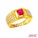 Click here to View - 22Kt Gold CZ and Colored Stone Ring 