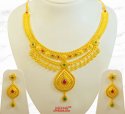 22Kt Gold Stone Necklace Set - Click here to buy online - 7,398 only..