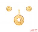 22Kt Gold Two Tone Pendant Set - Click here to buy online - 908 only..