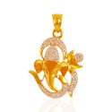 22k Gold Ganesha Pendant with  CZ - Click here to buy online - 538 only..