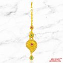 22kt Gold Ruby Emerald Maang Tikka - Click here to buy online - 1,364 only..