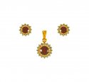 22kt Gold Ruby Pendant Set - Click here to buy online - 814 only..