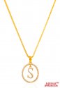 22K Gold Initial Pendant (Letter S) - Click here to buy online - 291 only..