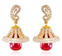 18k Gold  Diamond Ruby Earrings - Click here to buy online - 5,132 only..