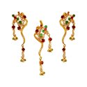 22KT Gold Ruby, Emerald Pendant Set - Click here to buy online - 1,978 only..