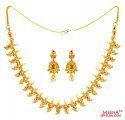 Uncut Diamond Necklace Set 22K - Click here to buy online - 8,879 only..