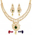 18K Gold Diamond  Necklace Set - Click here to buy online - 30,223 only..