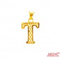 Click here to View - 22Kt Gold Initial Pendant (T) 