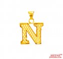 Click here to View - 22Kt Gold Initial Pendant (N) 