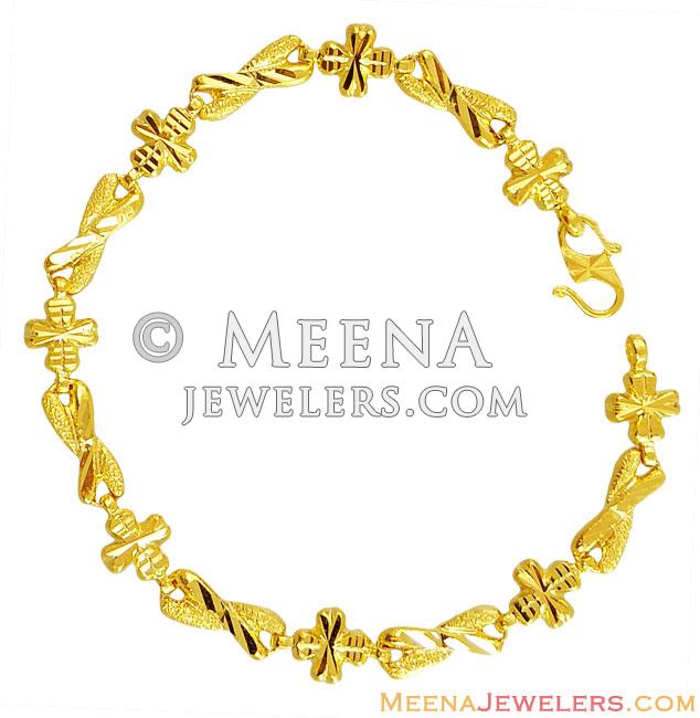 22K Fancy Ladies Link Bracelet BrLa13968 22k yellow gold ladies