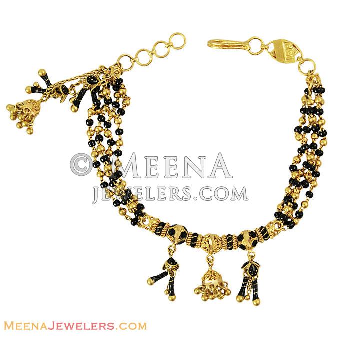 22k Black Beads Bracelet BrLa12151 22k gold ladies bracelet