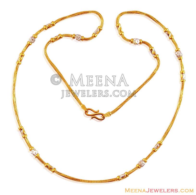 22K Gold Two Tone Chain - ChFc16424 - 22K Gold Ladies chain designed ...