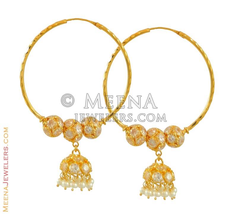 gold hoops with diamond balls