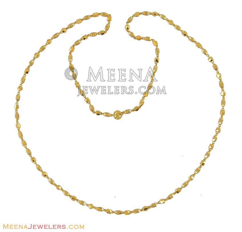 Gold Tulashi Mala - ChTu8847 - 22K Gold Chain with Tulashi ( indian ...