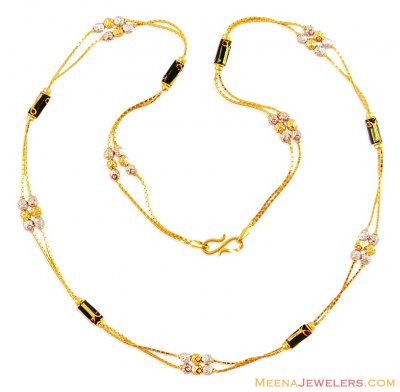 22K Gold Linked Meenakari Chain ( 22Kt Gold Fancy Chains )