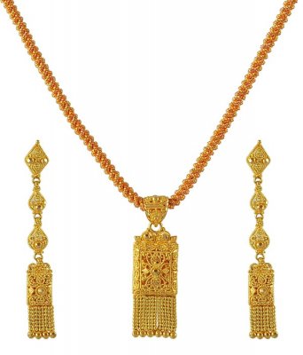 Filigree Pendant Set (22Kt Gold) ( Gold Pendant Sets )