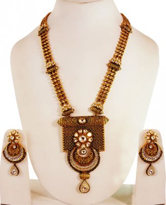 22Kt Gold Antique Necklace Set ( Antique Necklace Sets )