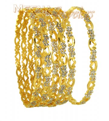 22Kt Gold Two Tone Bangles  ( Set of Bangles )