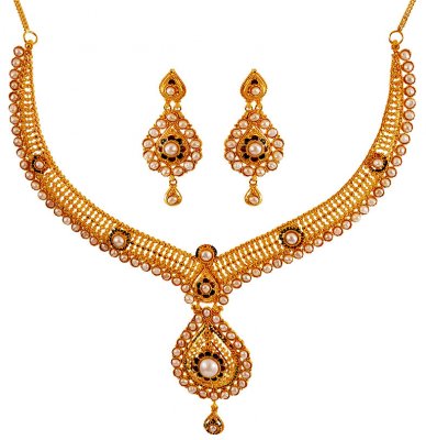 22Karat Gold Meenakari Necklace ( 22 Kt Gold Sets )