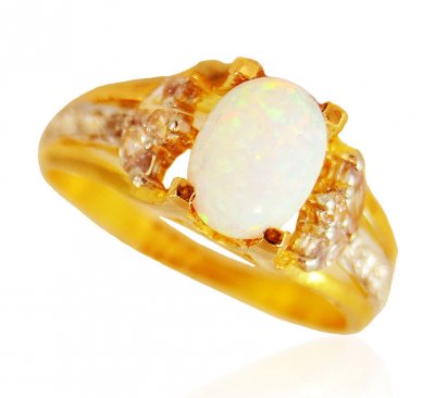 22k Gold Designer Opal Ring  ( Ladies Rings with Precious Stones )