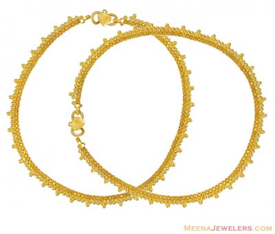 22K Gold Anklets (2 Pcs) ( Gold Anklets )