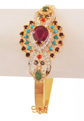 22K Gold Navratna Kada ( Precious Stone Bangles )