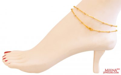 22Kt Gold Fancy Anklets (2 pc) ( Gold Anklets )