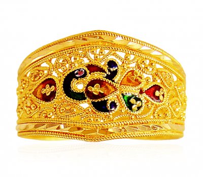 22Kt Gold Meenakari Ring ( Ladies Gold Ring )