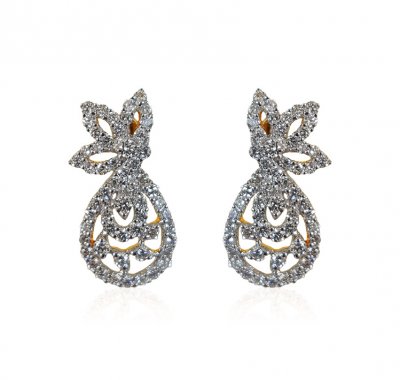 18K Gold Diamond Earring for Ladies ( Diamond Earrings )