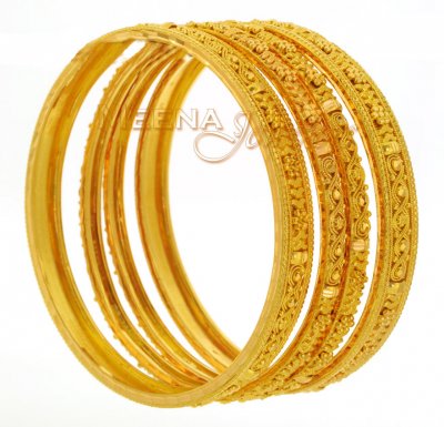 22Kt Gold Handmade Bangles ( Set of Bangles )