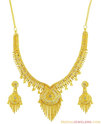 22K Designer Two Tone Necklace Set ( 22 Kt Gold Sets )