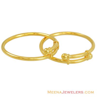 22K Gold Plain Baby Bangles (2 Pcs) ( Baby Bangles )