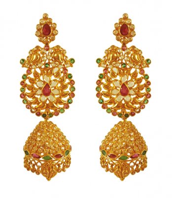 22k Long Polki Earrings ( Long Earrings )