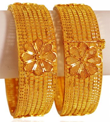 22K Gold Filigree Kada 2PCs ( Kadas )