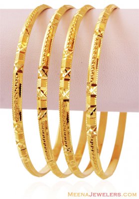 22K Machine Bangles (4 PC) ( Set of Bangles )