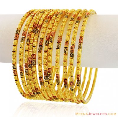 Multi Tone Gold Bangles Set ( Set of Bangles )