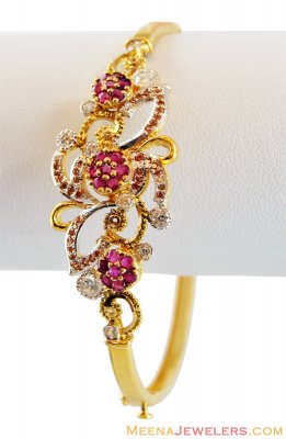 22K Fancy Precious Stone Bracelet ( Stone Bangles )