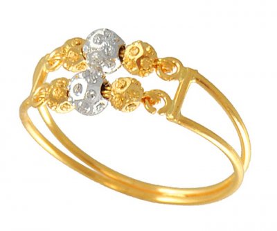 22Kt Gold Two Tone Ring ( Ladies Gold Ring )