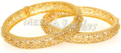 22Kt Gold Polki Diamond Bangles ( Diamond Bangles )